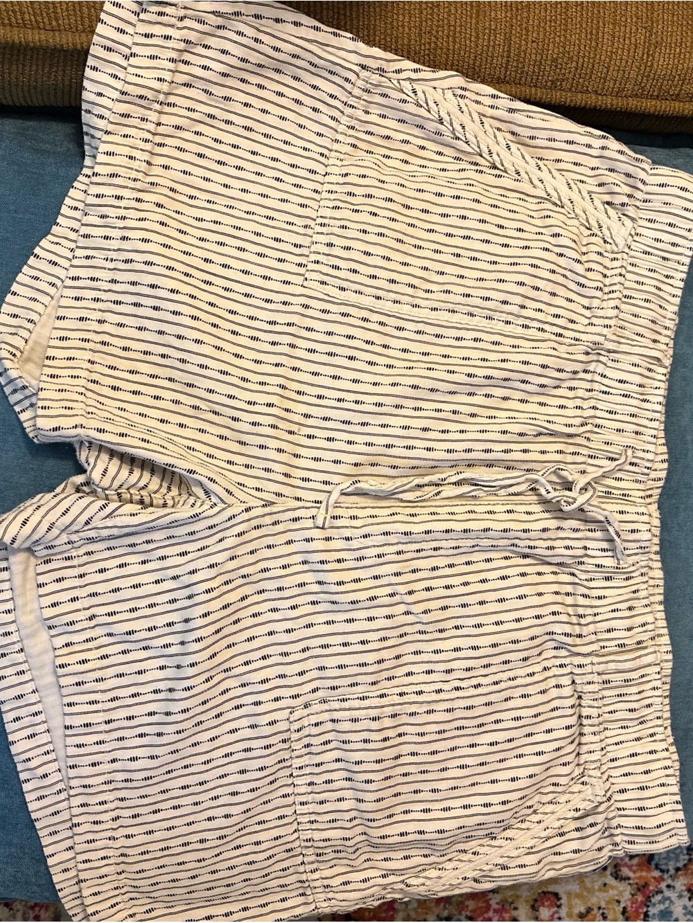 Old Navy Striped Drawstring Lounge Shorts - White with black stripes